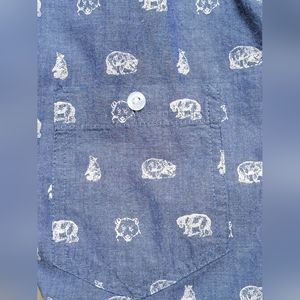 Bear Blue Cotton Short Sleeve Shirt Men's XL New